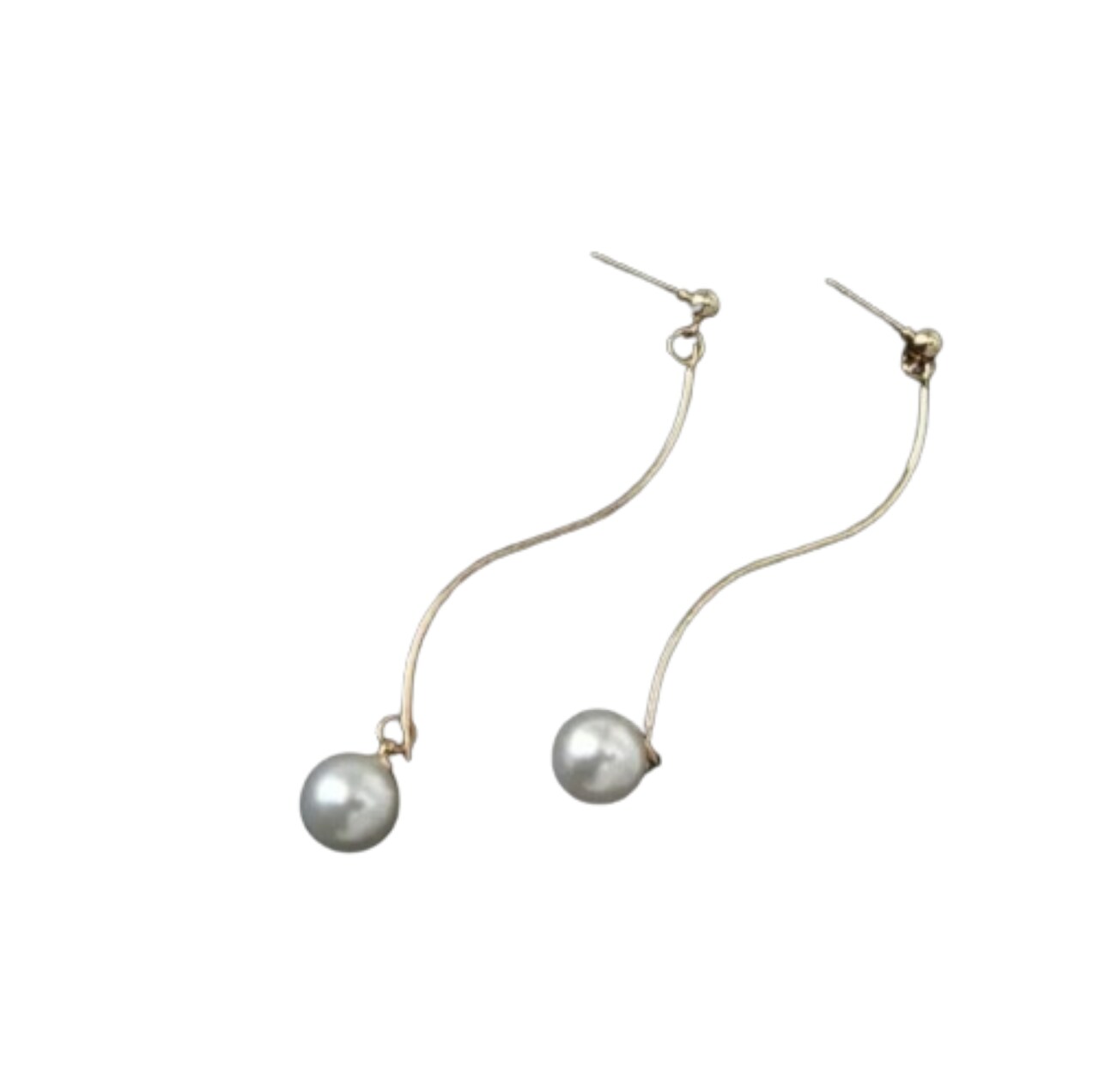 Kitcheniva Minimalist Geometric Personality Curved Wavy Pearl Earrings